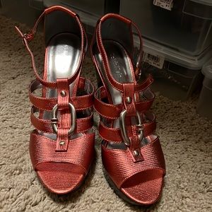 Sexy Coral Calvin Klein Wedges